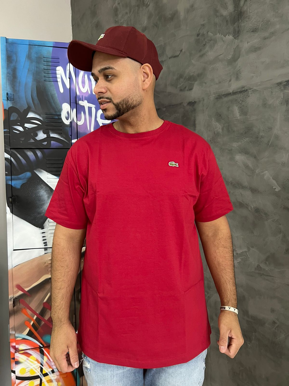 Camiseta Linha Griff Lacoste Vermelho