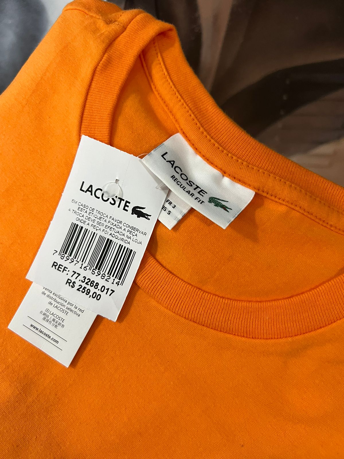 Camiseta Linha Griff Lacoste Laranja