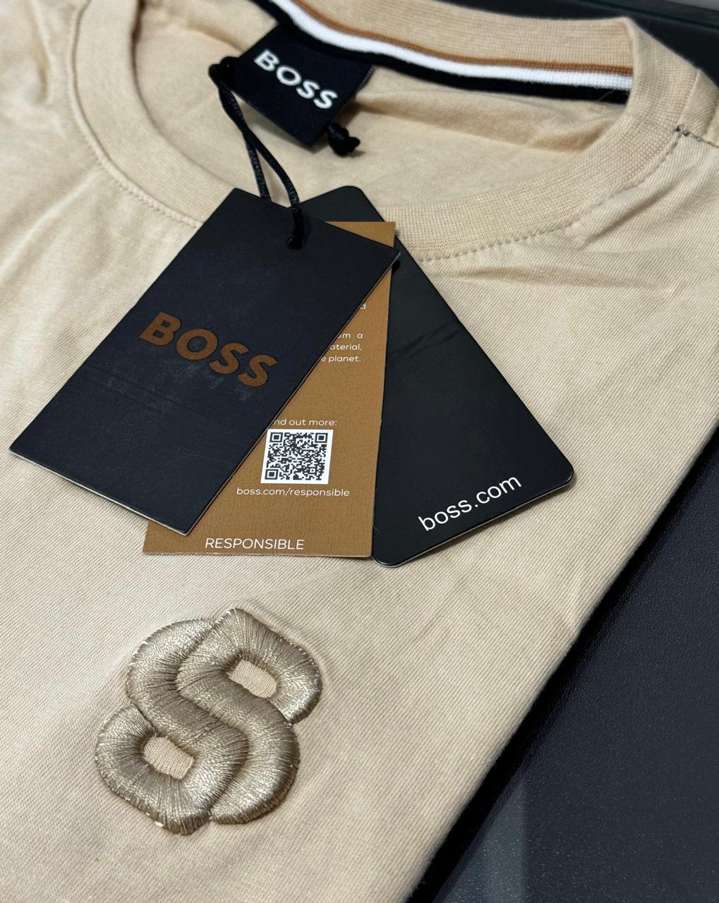 Camiseta Seda Pima Hugo Boss Bege