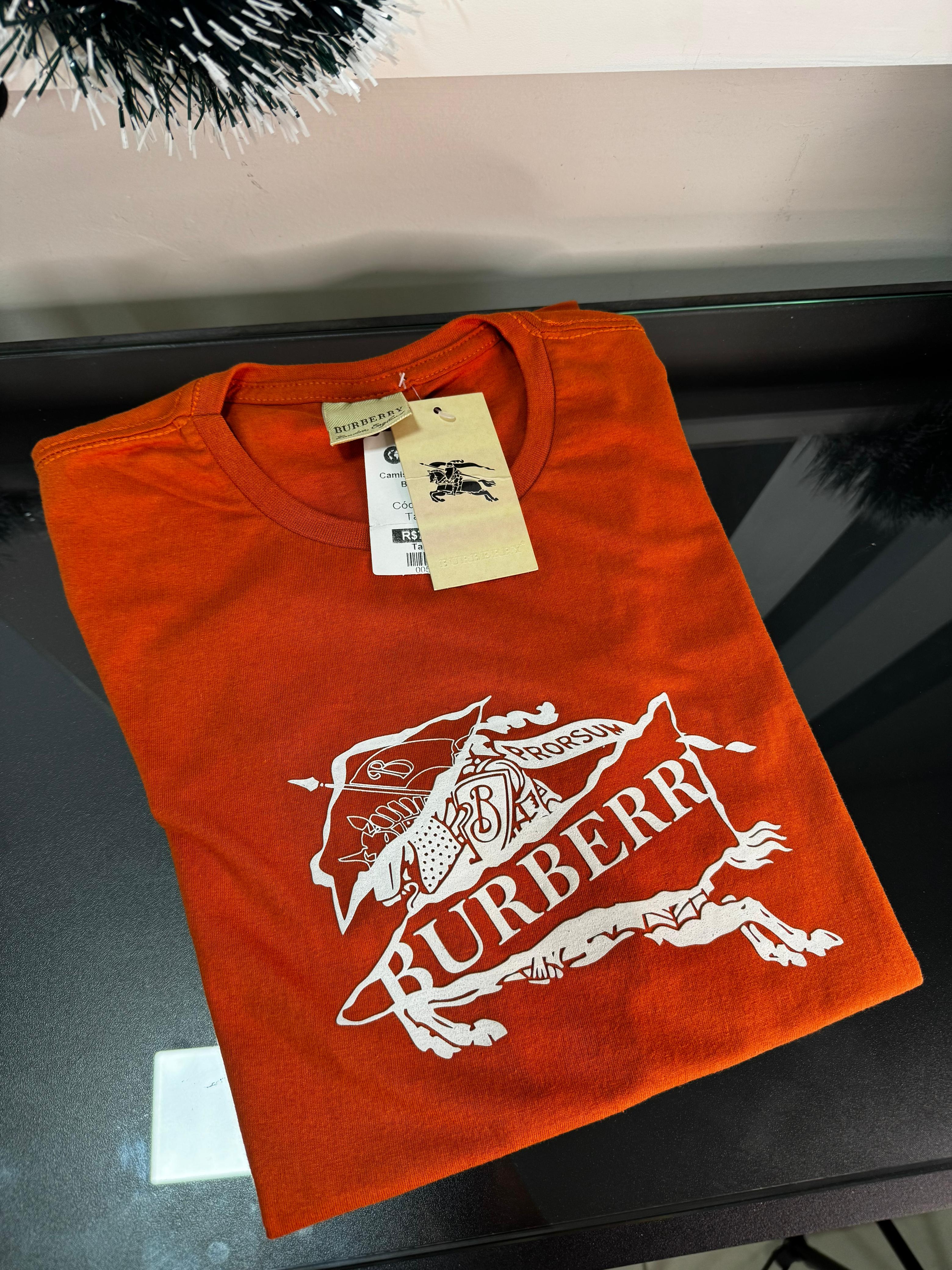Camiseta Algodão Burberry Laranja