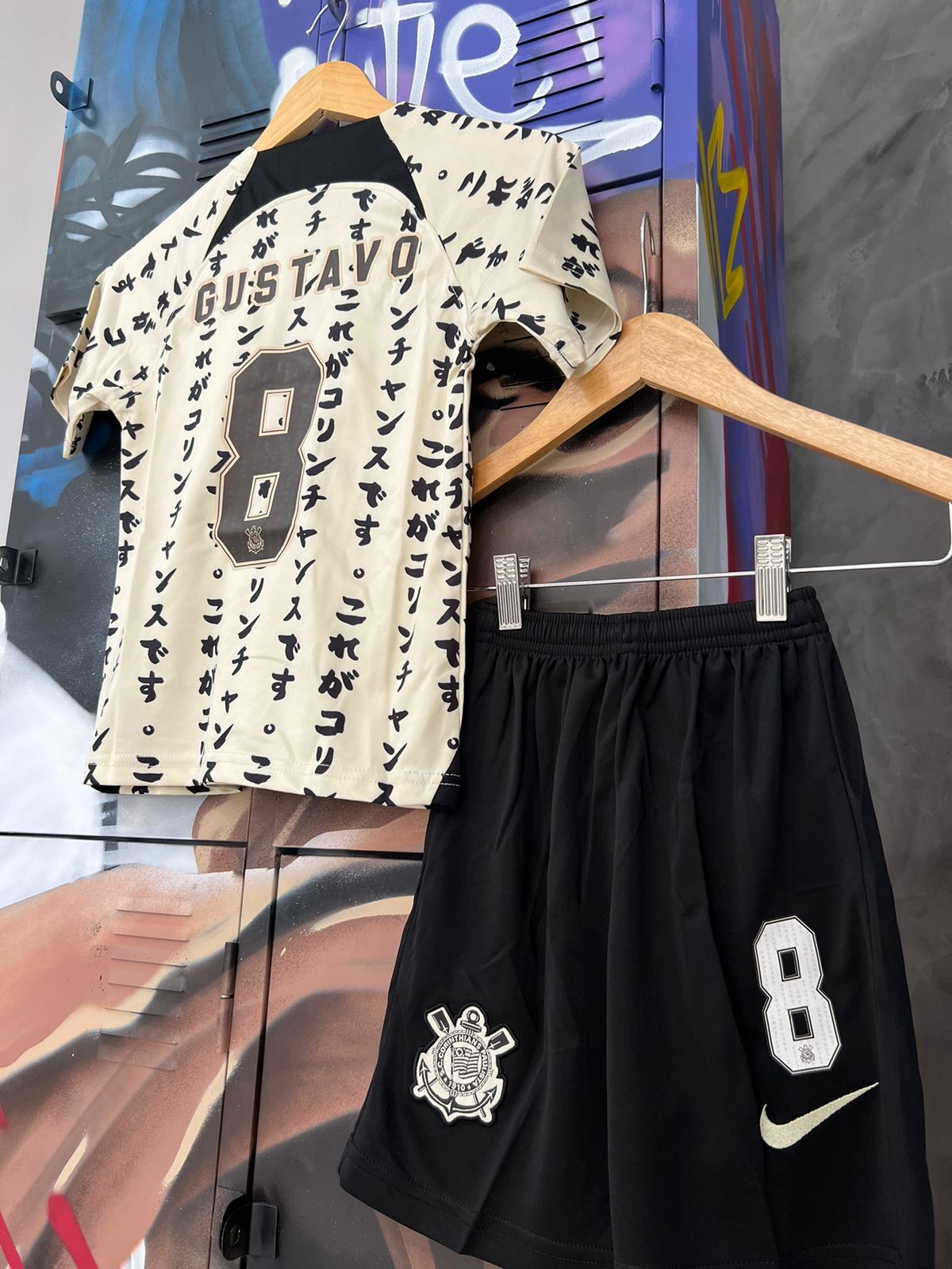 Conjunto Infantil Corinthians Japão C/ Personalização Nike Preto