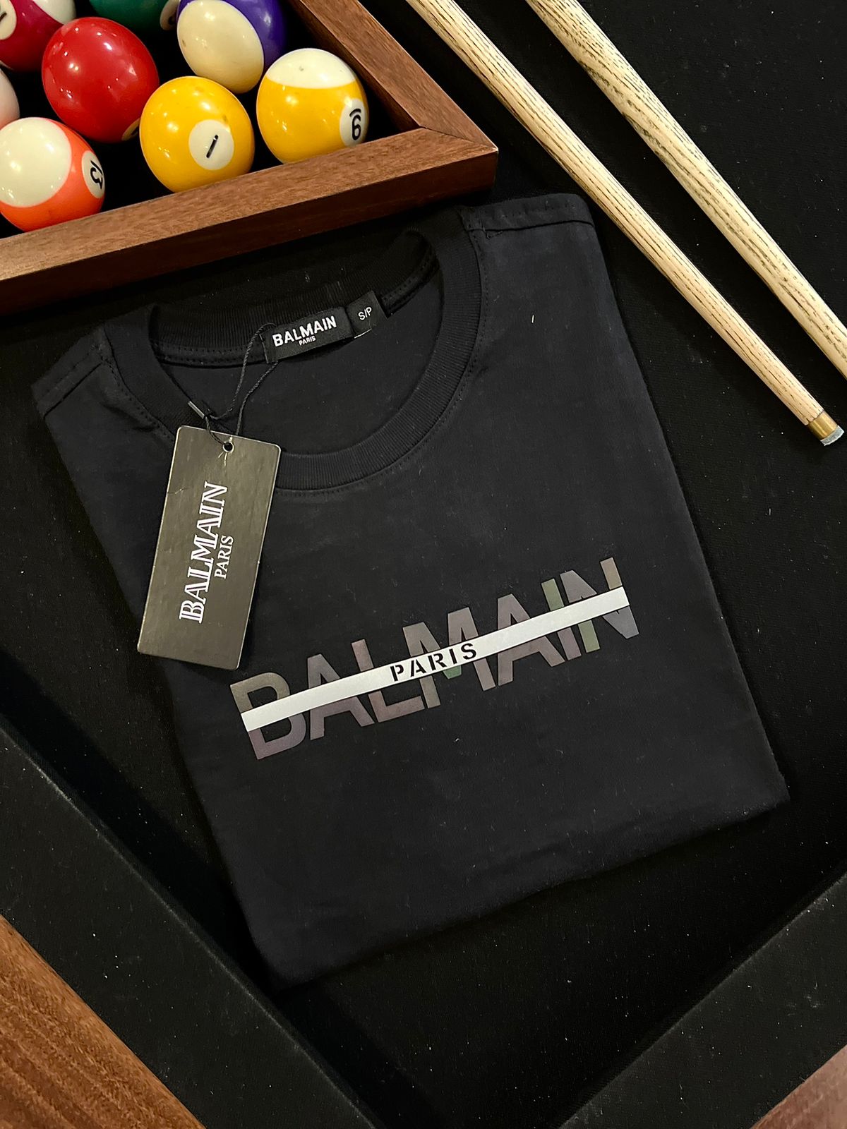 Camiseta Linha Griff Balmain Preto