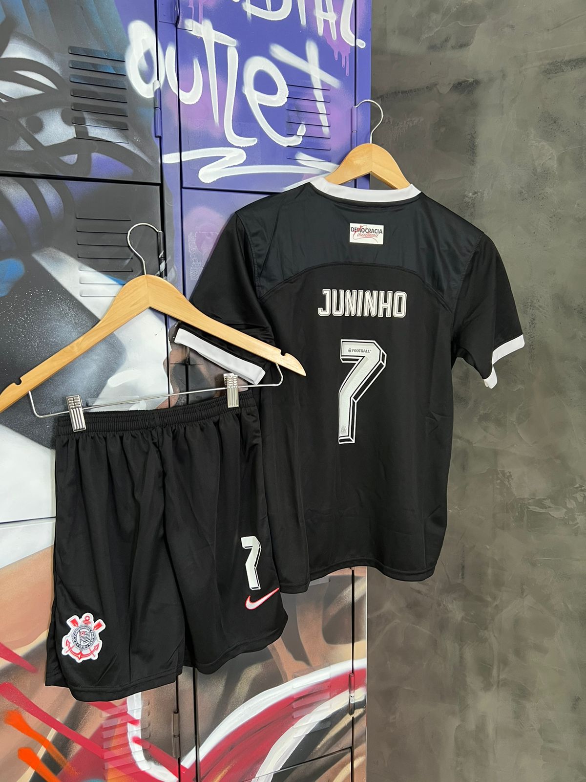 Conjunto Infantil Corinthians Personalizado Nike Preto