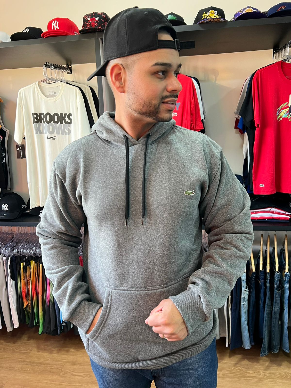 Blusa Moletom Lacoste Cinza